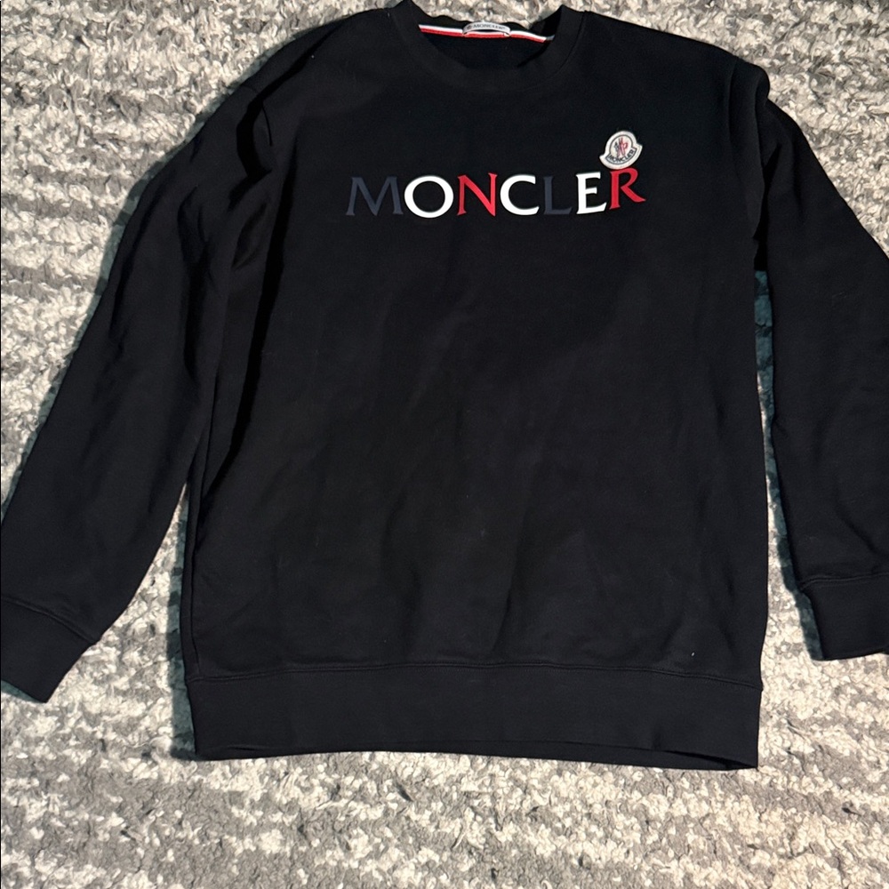 Black Crewneck Sweatshirt with Tricolor Logo